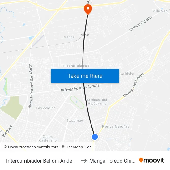 Intercambiador Belloni Andén 4 to Manga Toledo Chico map