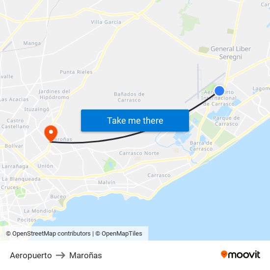 Aeropuerto to Maroñas map