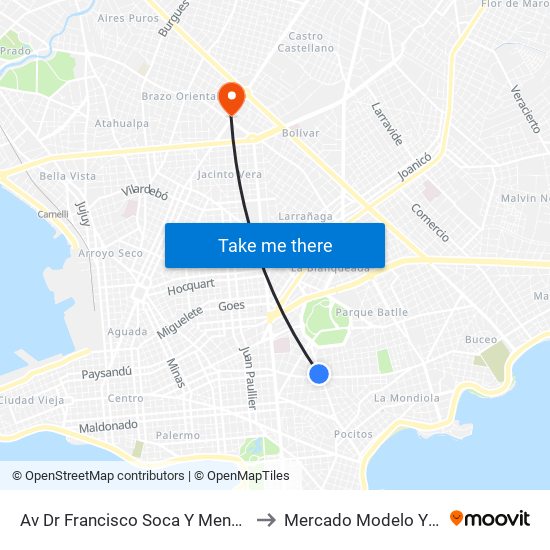 Av Dr Francisco Soca Y Mendez Nuñez to Mercado Modelo Y Bolivar map