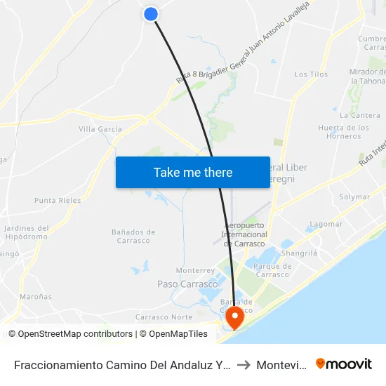 Fraccionamiento Camino Del Andaluz Y Ruta 84 to Montevideo map