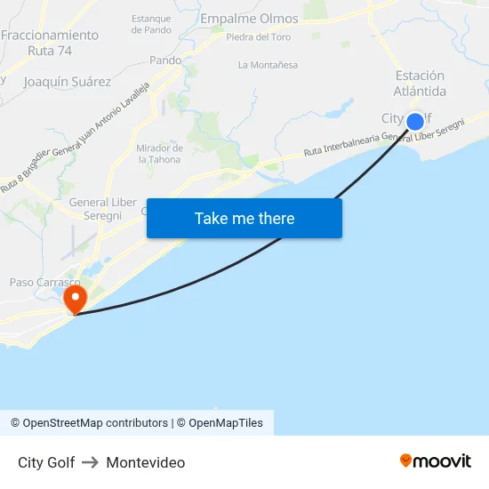 City Golf to Montevideo map