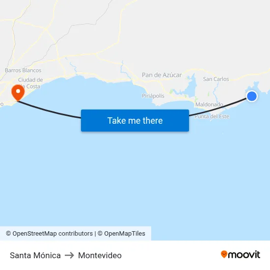 Santa Mónica to Montevideo map