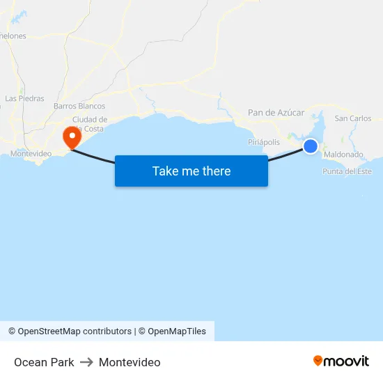 Ocean Park to Montevideo map