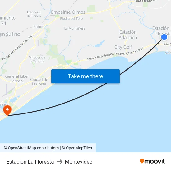 Estación La Floresta to Montevideo map