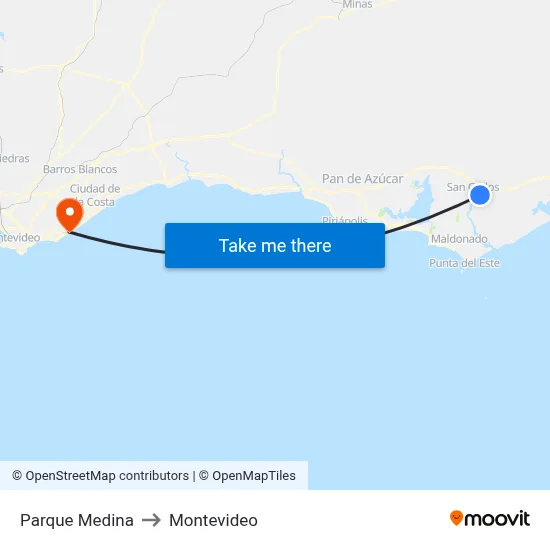 Parque Medina to Montevideo map