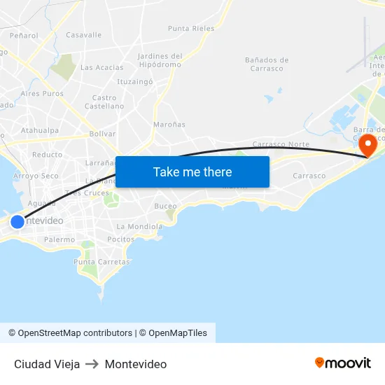 Ciudad Vieja to Montevideo map