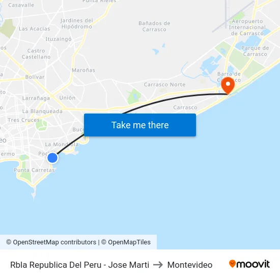 Rbla Republica Del Peru - Jose Marti to Montevideo map