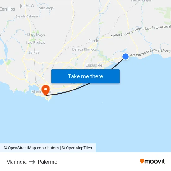 Marindia to Palermo map