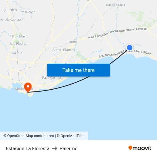 Estación La Floresta to Palermo map