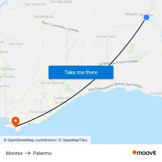 Montes to Palermo map