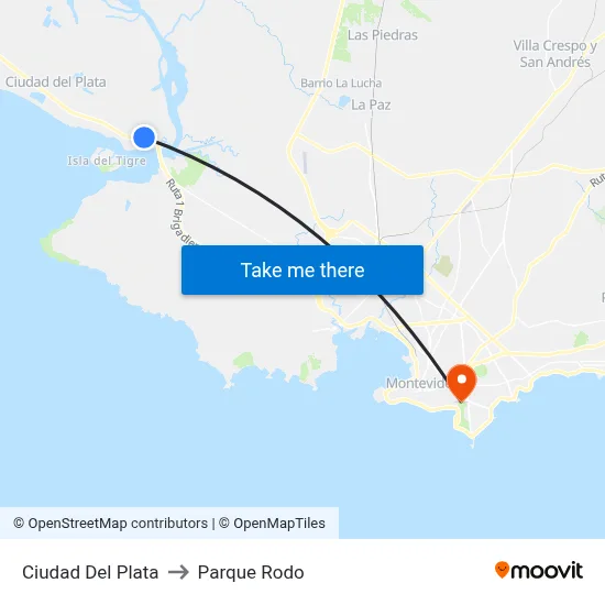 Ciudad Del Plata to Parque Rodo map