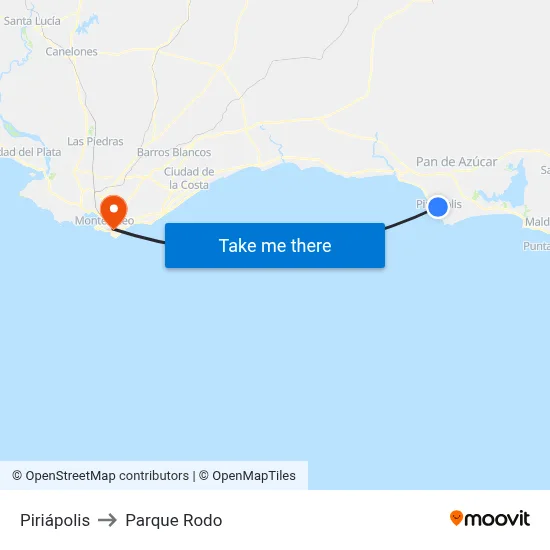 Piriápolis to Parque Rodo map