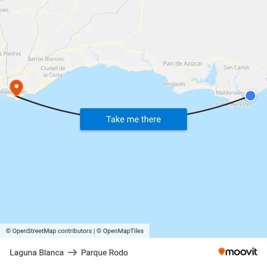 Laguna Blanca to Parque Rodo map