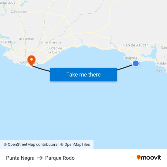Punta Negra to Parque Rodo map