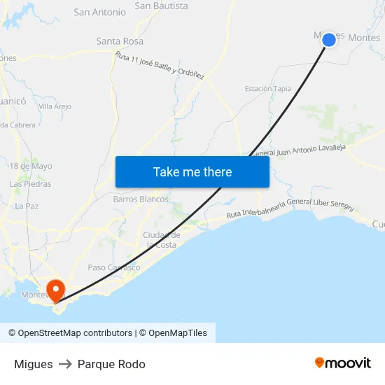Migues to Parque Rodo map