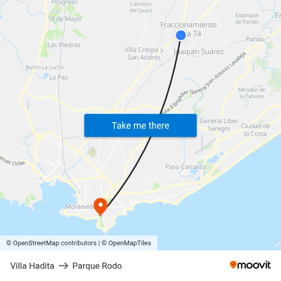 Villa Hadita to Parque Rodo map