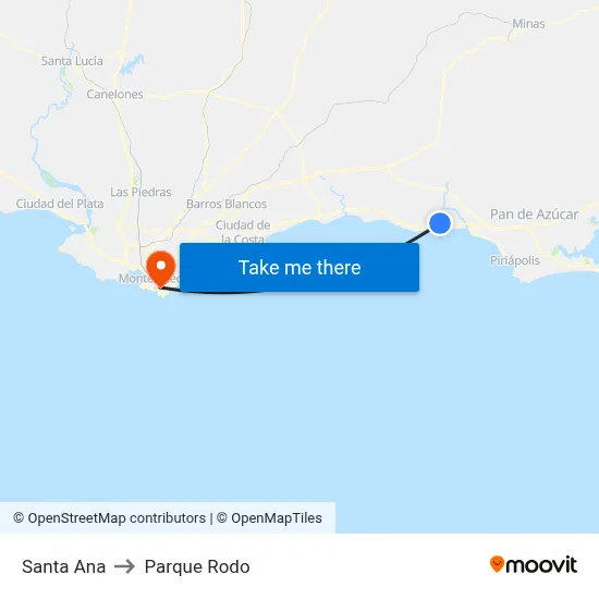 Santa Ana to Parque Rodo map