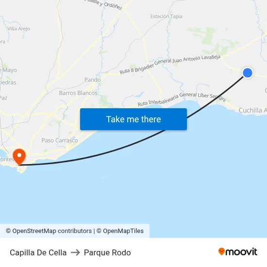 Capilla De Cella to Parque Rodo map