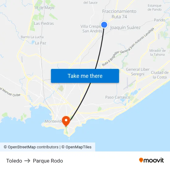 Toledo to Parque Rodo map