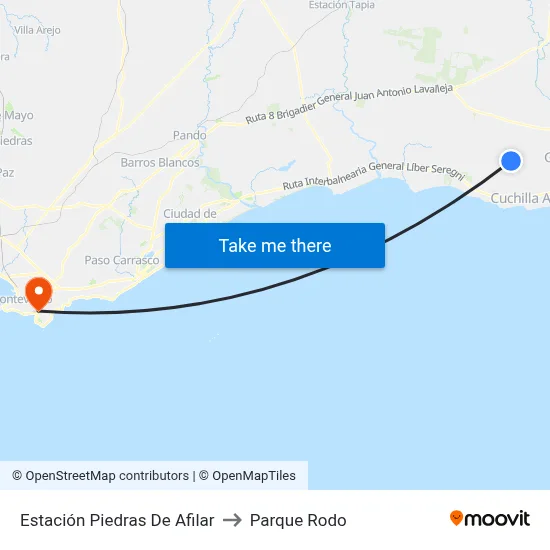 Estación Piedras De Afilar to Parque Rodo map
