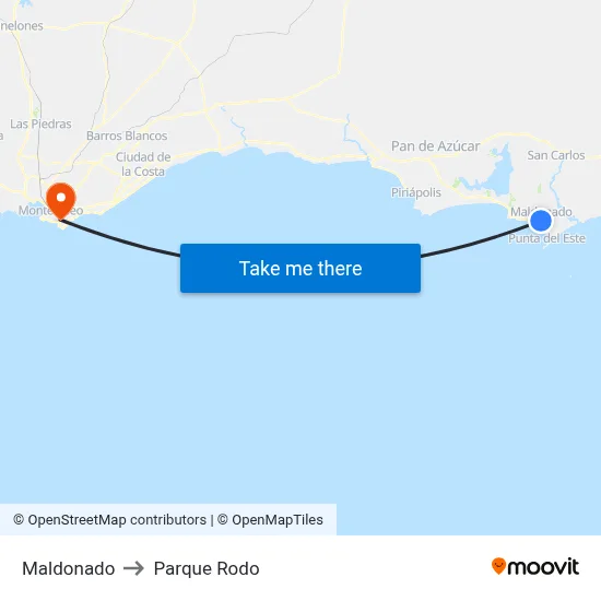 Maldonado to Parque Rodo map