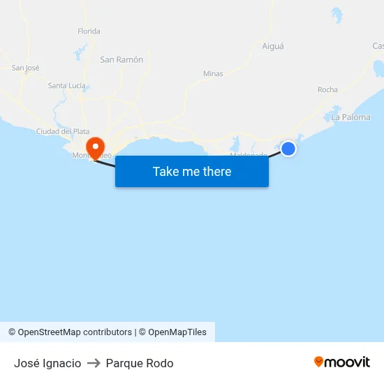 José Ignacio to Parque Rodo map