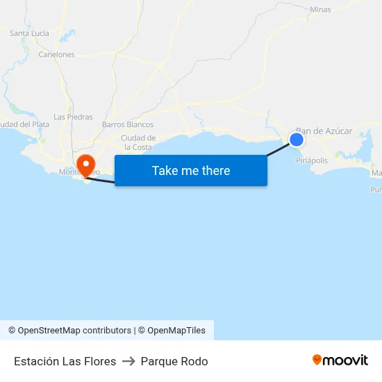 Estación Las Flores to Parque Rodo map