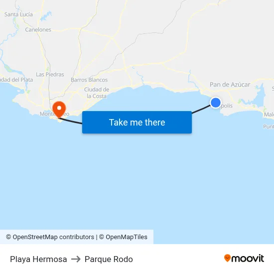 Playa Hermosa to Parque Rodo map