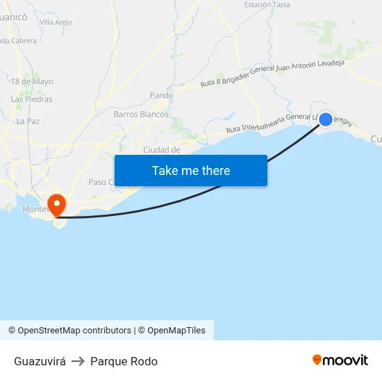 Guazuvirá to Parque Rodo map