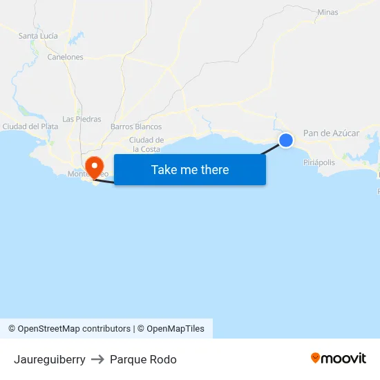 Jaureguiberry to Parque Rodo map