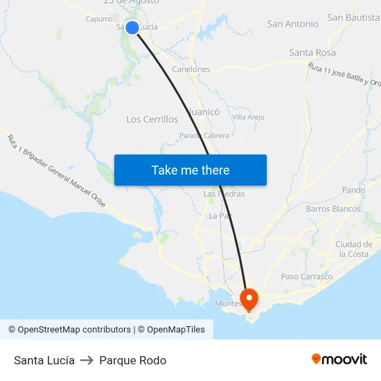 Santa Lucía to Parque Rodo map