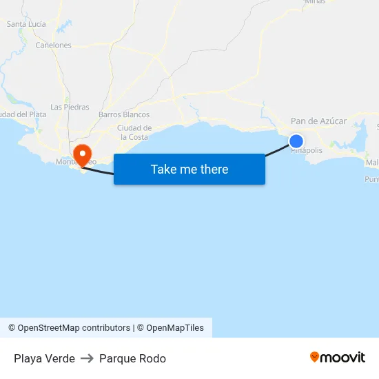 Playa Verde to Parque Rodo map