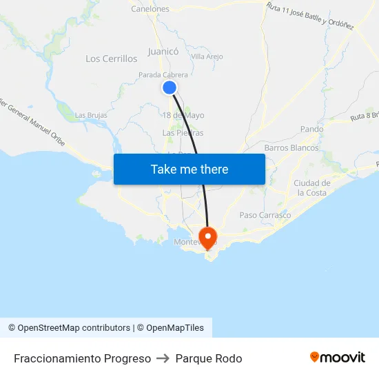 Fraccionamiento Progreso to Parque Rodo map