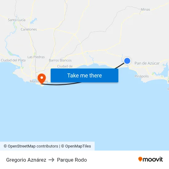 Gregorio Aznárez to Parque Rodo map
