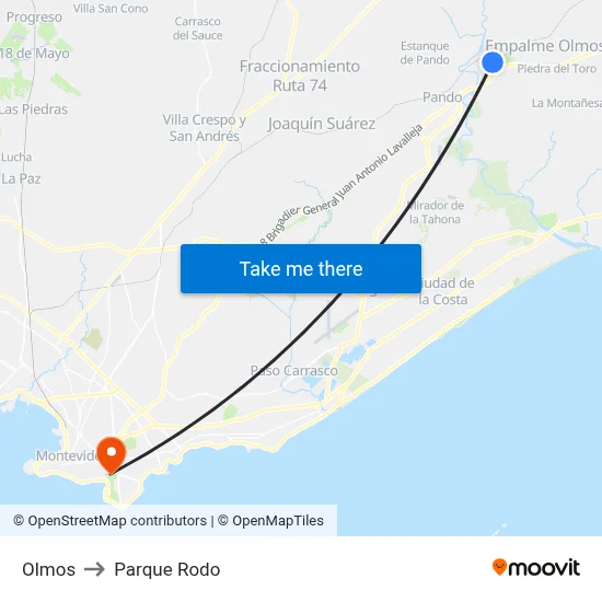 Olmos to Parque Rodo map