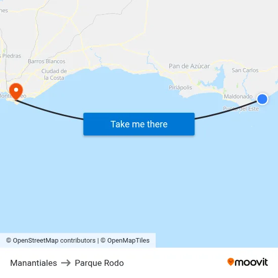 Manantiales to Parque Rodo map