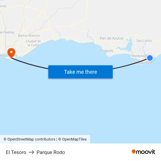 El Tesoro to Parque Rodo map