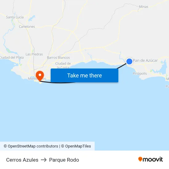 Cerros Azules to Parque Rodo map