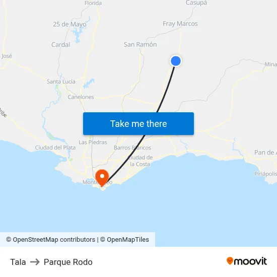 Tala to Parque Rodo map