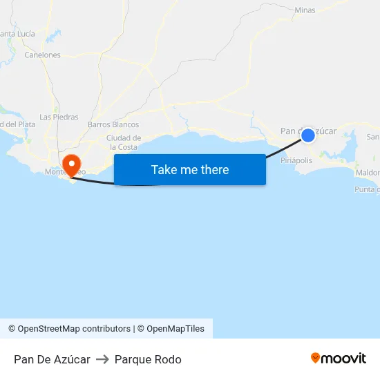Pan De Azúcar to Parque Rodo map
