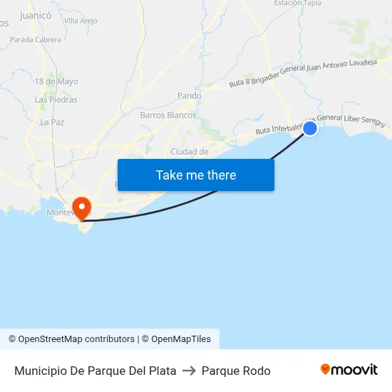 Municipio De Parque Del Plata to Parque Rodo map