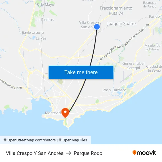 Villa Crespo Y San Andrés to Parque Rodo map