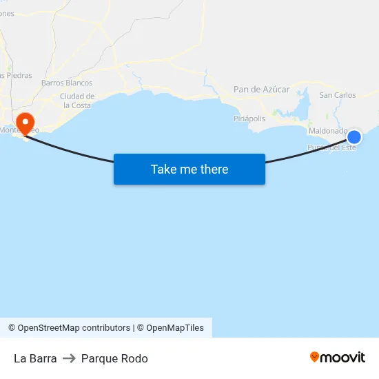 La Barra to Parque Rodo map