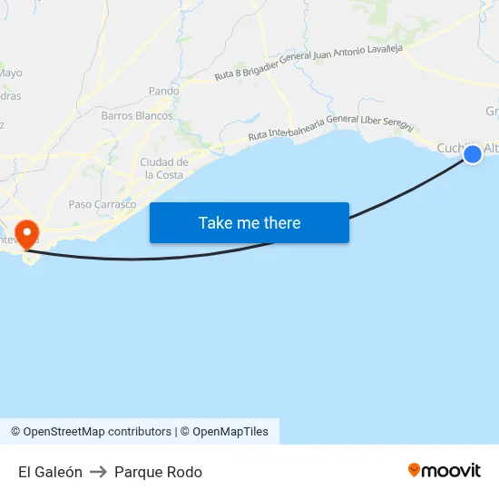 El Galeón to Parque Rodo map