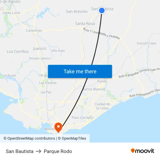 San Bautista to Parque Rodo map