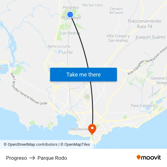 Progreso to Parque Rodo map
