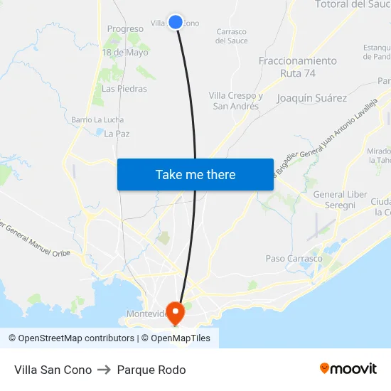 Villa San Cono to Parque Rodo map