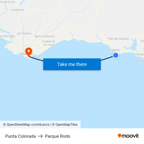 Punta Colorada to Parque Rodo map