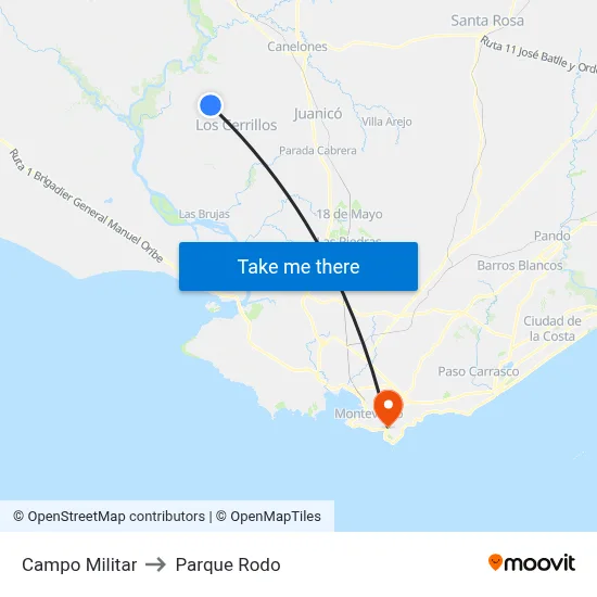Campo Militar to Parque Rodo map