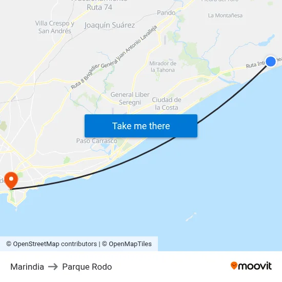Marindia to Parque Rodo map